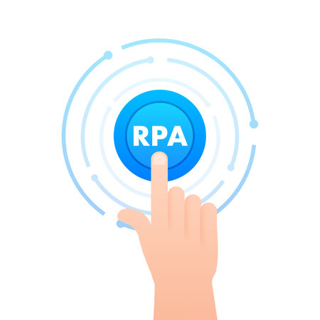 RPA Robotic process automation innovation. Robots and ai. Artificial Intelligence. Chat bot. Vector stock illustrationのイラスト素材
