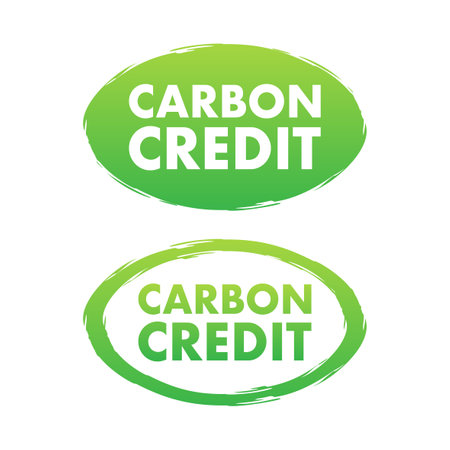 Carbon Credit green sign. CO2 Emission reduction. Carbon sequestration idea. Vector stock illustrationのイラスト素材
