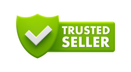 Trusted Seller Badge - Green Checkmark for Verified and Reliable Vendors Iconのイラスト素材