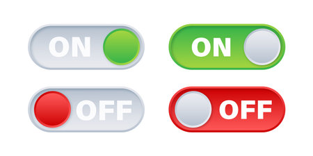 Vector Illustration of On and Off Toggle Switch Buttons in Green and Red Colorsのイラスト素材