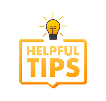 Helpful Tips Icon with Light Bulb, Information and Guidance Vector Illustration, Knowledge and Solution Conceptのイラスト素材