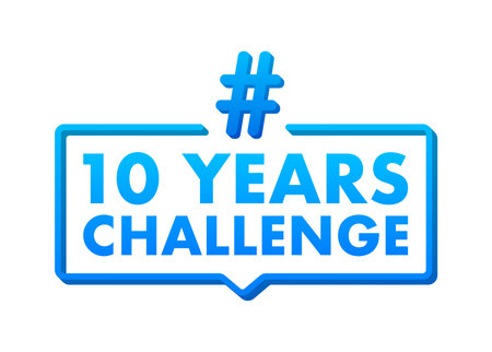 Bold Blue 10 Years Challenge Speech Bubble Design for Social Media and Online Campaignsのイラスト素材
