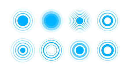 Signal concentric circles. Concentric rings. Epicenter theme. Radio station signal. Vector illustrationのイラスト素材