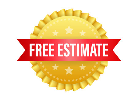 Free estimate label. Approximate calculation of the cost. Estimates badge.のイラスト素材