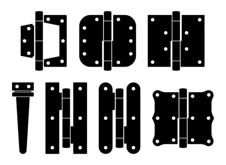 Section of steel door hinges. Classic And Industrial Ironmongery. Metallic equipment for attached.のイラスト素材