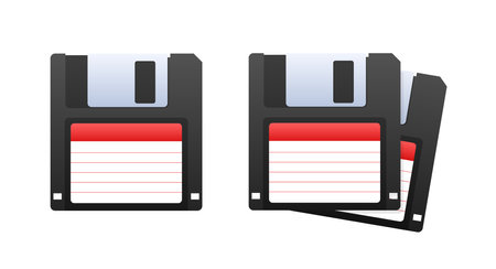 Floppy disk on white background. HD diskette old data media. Storage medium used for data storage.のイラスト素材