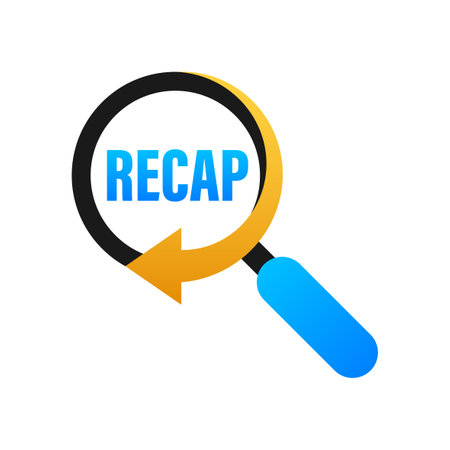 Recap, video play button replay. Watching on streaming. Vector stock illustration.のイラスト素材