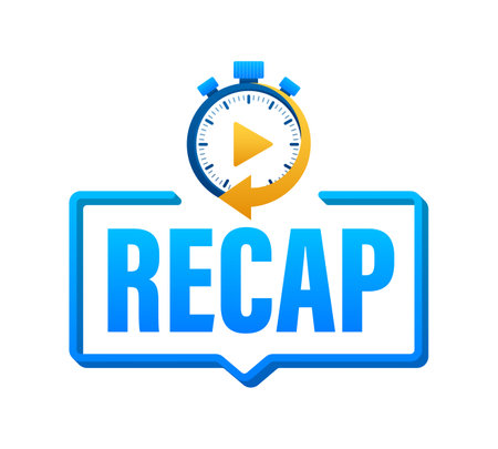 Recap, video play button replay. Watching on streaming. Vector stock illustration.のイラスト素材