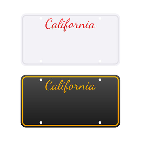 License plate of California. Car number plate. Vector stock illustrationのイラスト素材