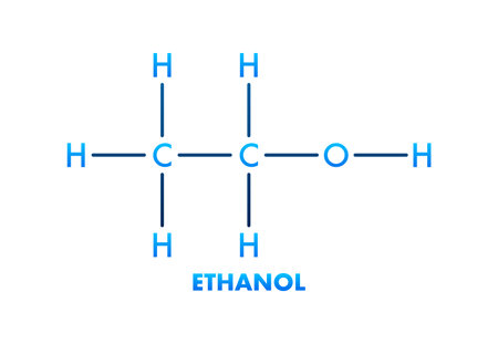 Ethanol Molecular Structure with Chemical Formula C2H6Oのイラスト素材