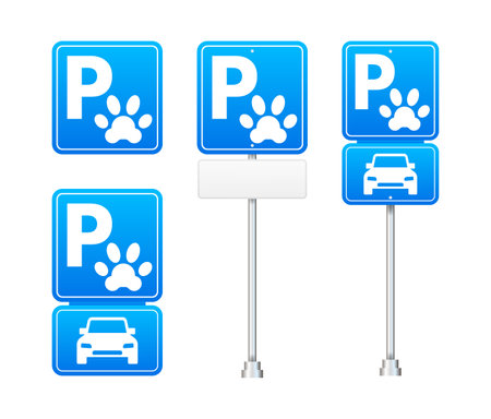 Pet parking sign indicating parking area for customers with petsのイラスト素材
