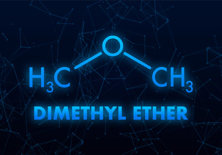 Dimethyl Ether Molecule Structure on Dark Backgroundのイラスト素材