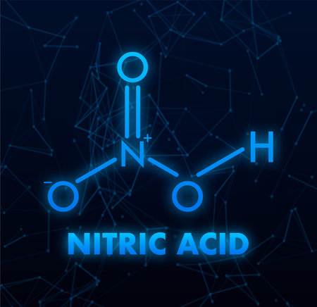 Nitric Acid Molecule Structure on Dark Backgroundのイラスト素材