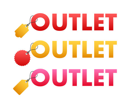 Outlet lettering with price tags showing sales and marketingのイラスト素材