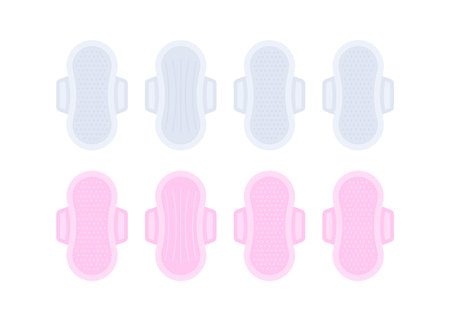 Sanitary pads set in two rows for hygiene conceptのイラスト素材