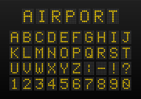 Airport digital display font showing alphabet and numbersのイラスト素材