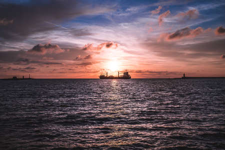 sunset over livornoの写真素材