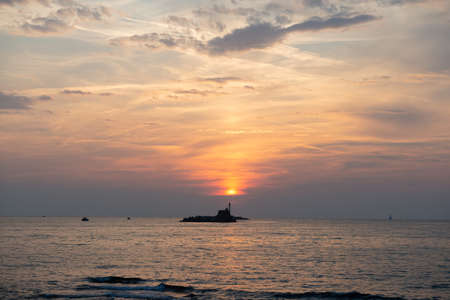 view from the mascagni terrace at sunsetの写真素材
