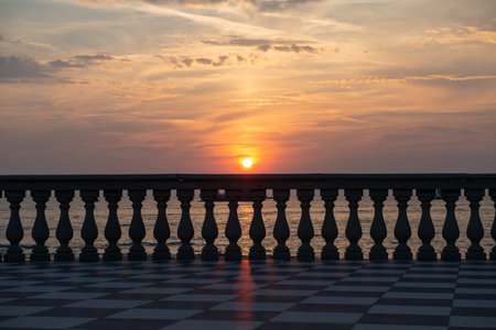 mascagni terrace at sunset, livornoの写真素材