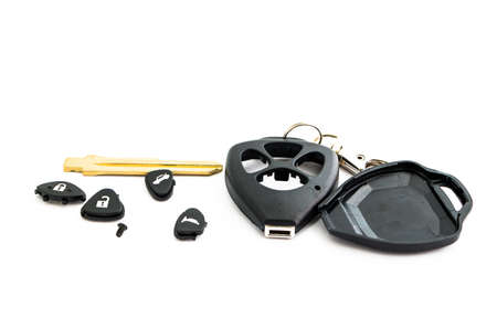 car key with remote control on white background