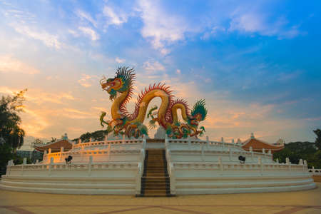Dragon statue in the public parkの写真素材