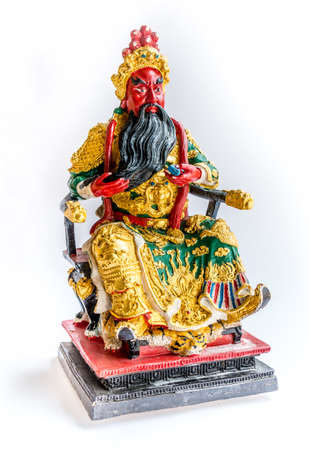 Guan yu god is legend of chinese on white backgroundの写真素材