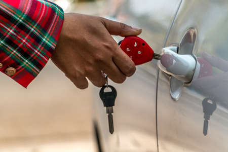 A man with car keyの写真素材