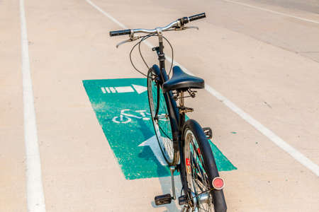 Black Bicycle in the stadium ready concept, focus of some part of Bike.の写真素材