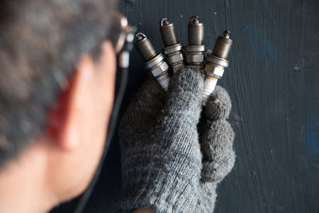 Auto mobile and motorcycle mechanic. Add the pieces to change.の写真素材