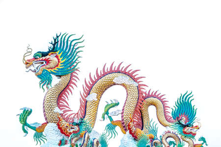 Exotic gold dragon on white backgroundの写真素材