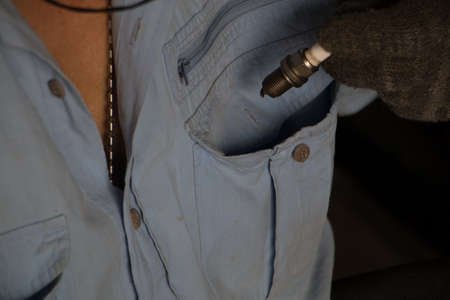 Auto mobile and motorcycle mechanic. Add the pieces to change.の写真素材