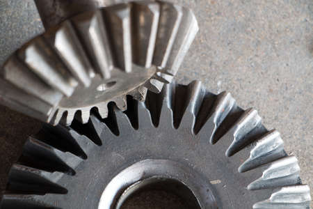 Top view gear wheels with  accessory on wooden.の写真素材