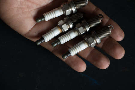 Auto mobile and motorcycle mechanic. Add the pieces to change.の写真素材