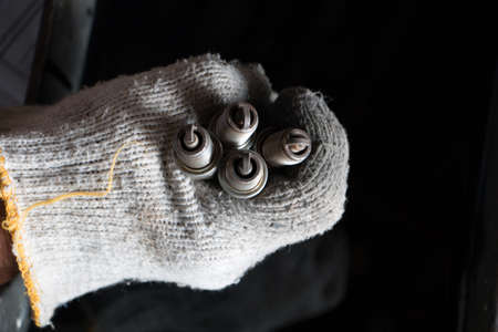 Auto mobile and motorcycle mechanic. Add the pieces to change.の写真素材