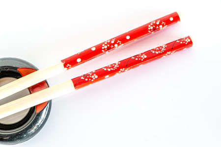 Equipment for eating is placed on a white background.の写真素材