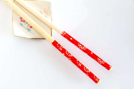 Equipment for eating is placed on a white background.の写真素材