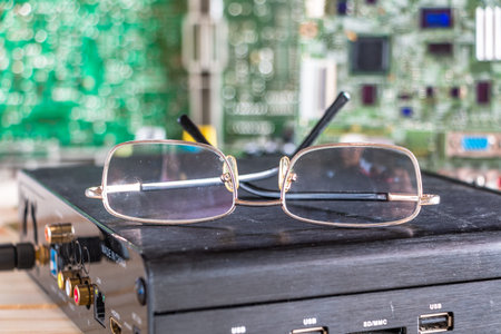 Electronic circuit board Computer motherboard with a view of parts and components