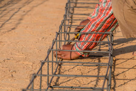 Construction site workers with no protect body.の写真素材