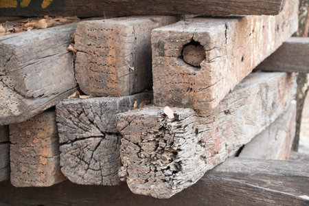 Wooden  repair railroad Put it on the floor for repair.の写真素材