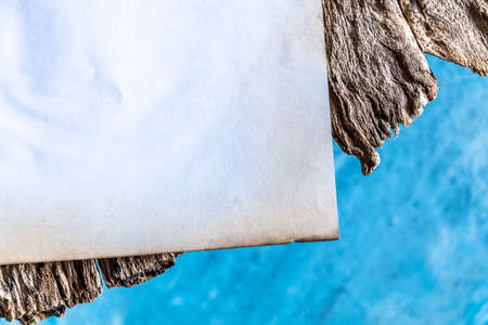 Old paper is placed on the table.の写真素材