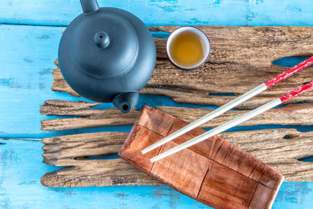 Equipment for eating is placed on a white background.の写真素材