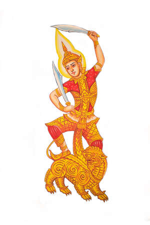 Art Thai Painting On Wall In Temple isolateの写真素材