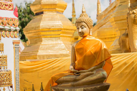 Buddha sculpture in thailand templeの写真素材