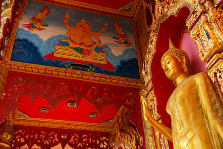 Golden Buddha statue in temple ,Thailandのeditorial素材