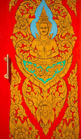 traditional Thai style art painting on wall  in temple ,Thailandの写真素材
