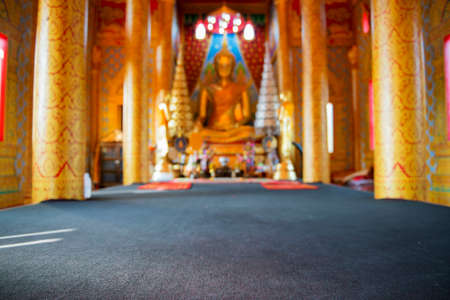 Golden Buddha statue in temple ,Thailandの写真素材