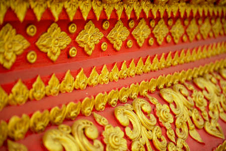 Pattern of flower carved on wall backgroundの写真素材