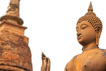isolated Buddha statue and Pagoda Sukhothai, Thailandの写真素材