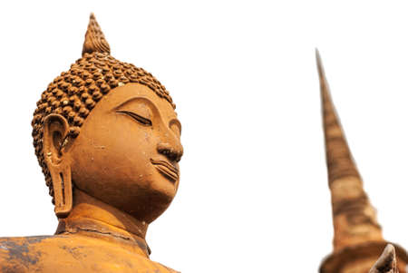 isolated Buddha statue and Pagoda Sukhothai, Thailandの写真素材