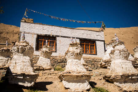 Tibetan House and Stupa in Jammu-Kashmir Ladakh ,India - September 2014の写真素材